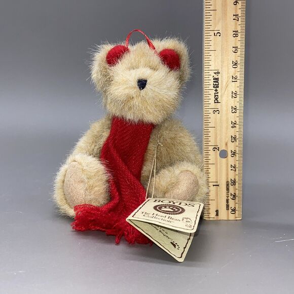 Boyds Jointed Plush Bear Head Bean Heirloom Series Lil' Muffelbeary Scarf Muffs - Picture 9 of 9